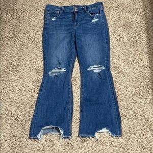 American Eagle Hi-Rise Distressed Flare